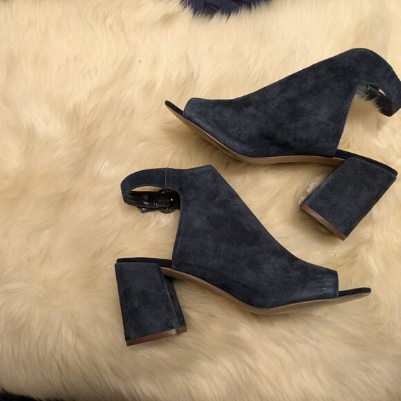 Nine West Navy Suede Block Heel Sandal - Picture 2 of 5
